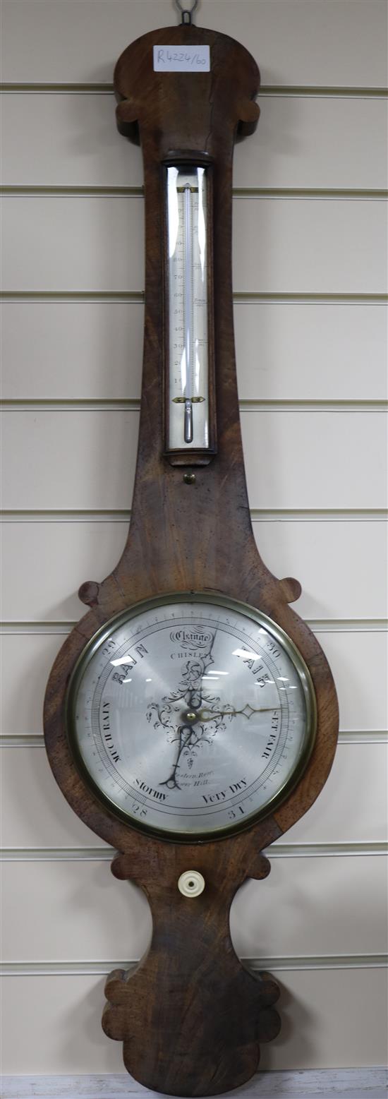 A William IV mahogany wheel barometer by Chislett of Tower Hill